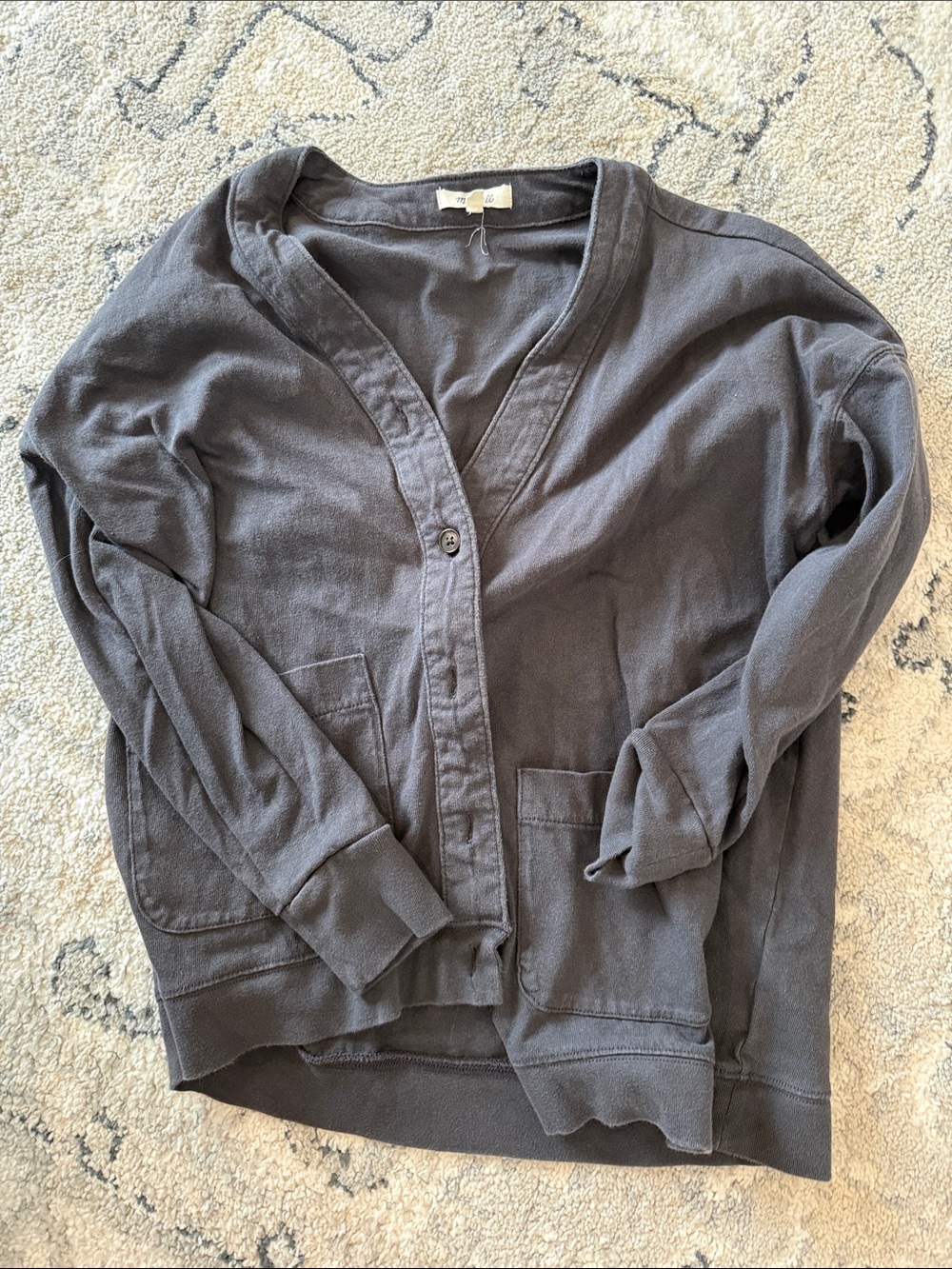 Madewell Charcoal Gray V-Neck Button Cardigan